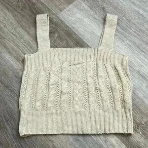Beige Knitted Crop Tank top